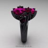 Modern Bridal 14K Black Gold Radiant Ruby Honeymoon Cocktail Ring R292-14KBGPBR