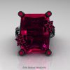 Modern Bridal 14K Black Gold Radiant Ruby Honeymoon Cocktail Ring R292-14KBGPBR