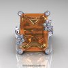 Modern Bridal 10K White Gold Radiant 15.0 Ct Peach Sapphire Diamond Honeymoon Cocktail Ring R292-10KWGDPES-3