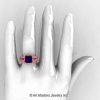 French 14K Rose Gold 3.8 Carat Princess Blue Light Pink Sapphire Blazer Solitaire Ring R222-14KRGLPSBS-3