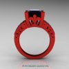 Art Masters R222 French 14K Red Gold 3.8 Carat Princess Black Diamond Solitaire Ring 14KREGBD-2
