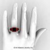 Art Masters R222 French 14K Red Gold 3.8 Carat Princess Black Diamond Solitaire Ring 14KREGBD-4