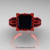 Art Masters R222 French 14K Red Gold 3.8 Carat Princess Black Diamond Solitaire Ring 14KREGBD-3