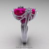 Modern Bridal 10K White Gold Radiant Cut 15.0 Ct Ruby Diamond Fantasy Cocktail Ring R292-10KWGDPBR