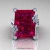 Modern Bridal 10K White Gold Radiant Cut 15.0 Ct Ruby Diamond Fantasy Cocktail Ring R292-10KWGDPBR