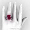 Modern Bridal 10K White Gold Radiant Cut 15.0 Ct Ruby Diamond Fantasy Cocktail Ring R292-10KWGDPBR