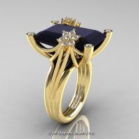 Art Masters Modern 10K Yellow Gold 15.0 Ct Black and White Diamond Fantasy Cocktail Ring R292-10KYGDBD-1