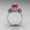 Art Masters Vintage 14K White Gold 3.0 Ct Ruby Diamond Wedding Ring Set R167S-14KWGDR-4