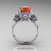 Art Masters Vintage 14K White Gold 3.0 Ct Orange Sapphire Diamond Wedding Ring R167-14KWGDOS-2