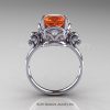 Art Masters Vintage 14K White Gold 3.0 Ct Orange Sapphire Diamond Wedding Ring Set R167S-14KWGDOS-4