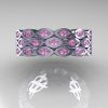 Art Masters Classic 14K White Gold Light Pink Sapphire Womens Wedding Band R272BF-14KWGLPS-3