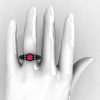 Art Masters Classic Winged Skull 14K Black Gold 1.0 Ct Pink Sapphire Diamond Solitaire Engagement Ring R613-14KBGDPS-4