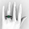 Art Masters Classic Winged Skull 14K Black Gold 1.0 Ct Emerald Diamond Solitaire Engagement Ring R613-14KBGDEM-4
