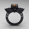 Art Masters Classic Winged Skull 14K Black Gold 1.0 Ct Peach Sapphire Diamond Solitaire Engagement Ring R613-14KBGDPES-2