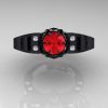 Art Masters Classic Winged Skull 14K Black Gold 1.0 Ct Ruby Diamond Solitaire Engagement Ring R613-14KBGDR-3