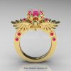 Art Masters Classic Winged Skull 10K Yellow Gold 1.0 Ct Pink Sapphire Solitaire Engagement Ring R613-10KYGPS-2