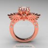 Art Masters Classic Winged Skull 10K Rose Gold 1.0 Ct White CZ Solitaire Engagement Ring R613-10KRGCZ-2