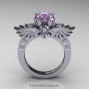 Art Masters Classic Winged Skull 14K White Gold 1.0 Ct Lilac Amethyst Diamond Solitaire Engagement Ring R613-14KWGDLAM-2