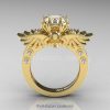 Art Masters Classic Winged Skull 10K Yellow Gold 1.0 Ct White CZ Solitaire Engagement Ring R613-10KYGCZ-2