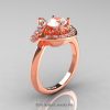 Art Nouveau 14K Rose Gold 1.0 Ct Oval Morganite Diamond Nature Inspired Engagement Ring R296A-14KRGDMO-4