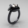 Art Nouveau 14K Black Gold 1.0 Ct Oval Morganite Diamond Nature Inspired Engagement Ring R296-14KBGDMO-4
