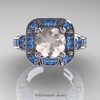 Art Masters Classic 14K White Gold 2.0 Ct Morganite Blue Topaz Engagement Ring Wedding Ring R298-14KWGBTMO-3