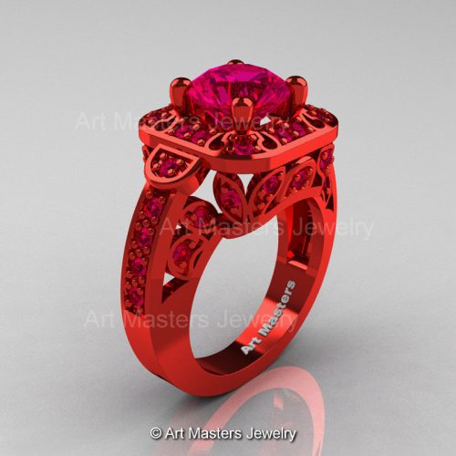 Art Masters Classic 14K Red Gold 2.0 Ct Ruby Engagement Ring Wedding Ring R298-14KREGPBR