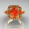 Art Masters Classic 14K Yellow Gold 2.0 Ct Orange Sapphire Engagement Ring Wedding Ring R298-14KYGOS-3