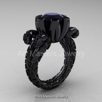 Art Masters Panther 14K Black Gold 3.0 Ct Black Diamond Solitaire Ring R297-14KBGBD-1