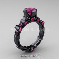 Art Masters Caravaggio 14K Black Gold 1.0 Ct Pink Sapphire Solitaire Engagement Ring R625-14KBGPS-1