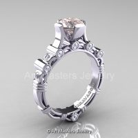 Art Masters Caravaggio 14K White Gold 1.0 Ct Morganite Diamond Solitaire Engagement Ring R625-14KWGDMO-1