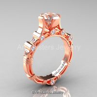 Art Masters Caravaggio 14K Rose Gold 1.0 Ct Morganite Diamond Solitaire Engagement Ring R625-14KRGDMO-1