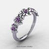 Summer Collection 14K White Gold Lilac Amethyst Five Petal Flower Wedding Band NN109B-14KWGLAM-3