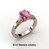 14K Rose Gold New Fashion Gorgeous Solitaire 1.0 Carat Pink Sapphire Bridal Wedding Ring Engagement Ring R26N-14KRGPS-2
