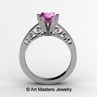 14K White Gold New Fashion Gorgeous Solitaire 1.0 Carat Pink Sapphire Bridal Wedding Ring Engagement Ring R26N-14KWGPS-1
