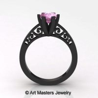 14K Black Gold New Fashion Gorgeous Solitaire 1.0 Carat Light Pink Sapphire Bridal Wedding Ring Engagement Ring R26N-14KBGLPS-1