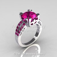 Modern Vintage 14K White Gold 3.0 Carat Pink Sapphire Solitaire Ring R102-14KWGPSS-1