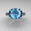 Classic French 14K Grey Gold 3.0 Ct Aquamarine Solitaire Wedding Ring Wedding Band Set R401S-14KGGAQ-5