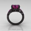 Modern Vintage 14K Black Gold 3.0 Carat Pink Sapphire Solitaire Ring R102-14KBGPS-2