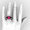 Modern Vintage 14K Black Gold 3.0 Carat Pink Sapphire Solitaire Ring R102-14KBGPS-5