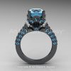 Classic French 14K Grey Gold 3.0 Ct Aquamarine Solitaire Wedding Ring Wedding Band Set R401S-14KGGAQ-4