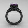 Modern 14K Matte Black Gold 1.0 CT Amethyst Engagement Ring Wedding Ring R36N-14KMBGAM-2