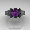 Modern 14K Matte Black Gold 1.0 CT Amethyst Engagement Ring Wedding Ring R36N-14KMBGAM-3