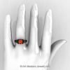 Modern Classic 14K Matte Black Gold 1.0 CT Orange Sapphire Engagement Ring Wedding Ring R36N-14KMBGOS-4