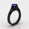 14K Black Gold New Fashion Design Solitaire 1.0 CT Blue Sapphire Bridal Wedding Ring Engagement Ring R26A-14KBGBS-2