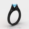 14K Black Gold New Fashion Design Solitaire 1.0 CT Blue Topaz Bridal Wedding Ring Engagement Ring R26A-14KBGBT-2