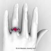 Nature Classic 14K White Gold 1.0 Ct Rose Ruby Lilac Amethyst Leaf and Vine Engagement Ring R340-14KWGLAMRR-3