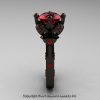 Modern Antique 14K Black Gold 3.0 Carat Ruby Solitaire Wedding Ring R214W-14KBGR-3
