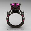 Modern Antique 14K Black Gold 3.0 Carat Pink Sapphire Solitaire Wedding Ring R214-14KBGPS-2