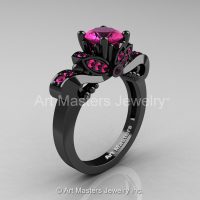 Classic 14K Black Gold 1.0 Ct Pink Sapphire Solitaire Engagement Ring R323-14KBGPS-1